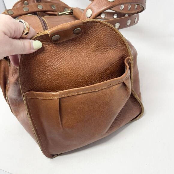 HAMMITT Suzy Duffle Oversized Weekend Large Brown Leather Diaper Bag - Studded - Picture 7 of 15